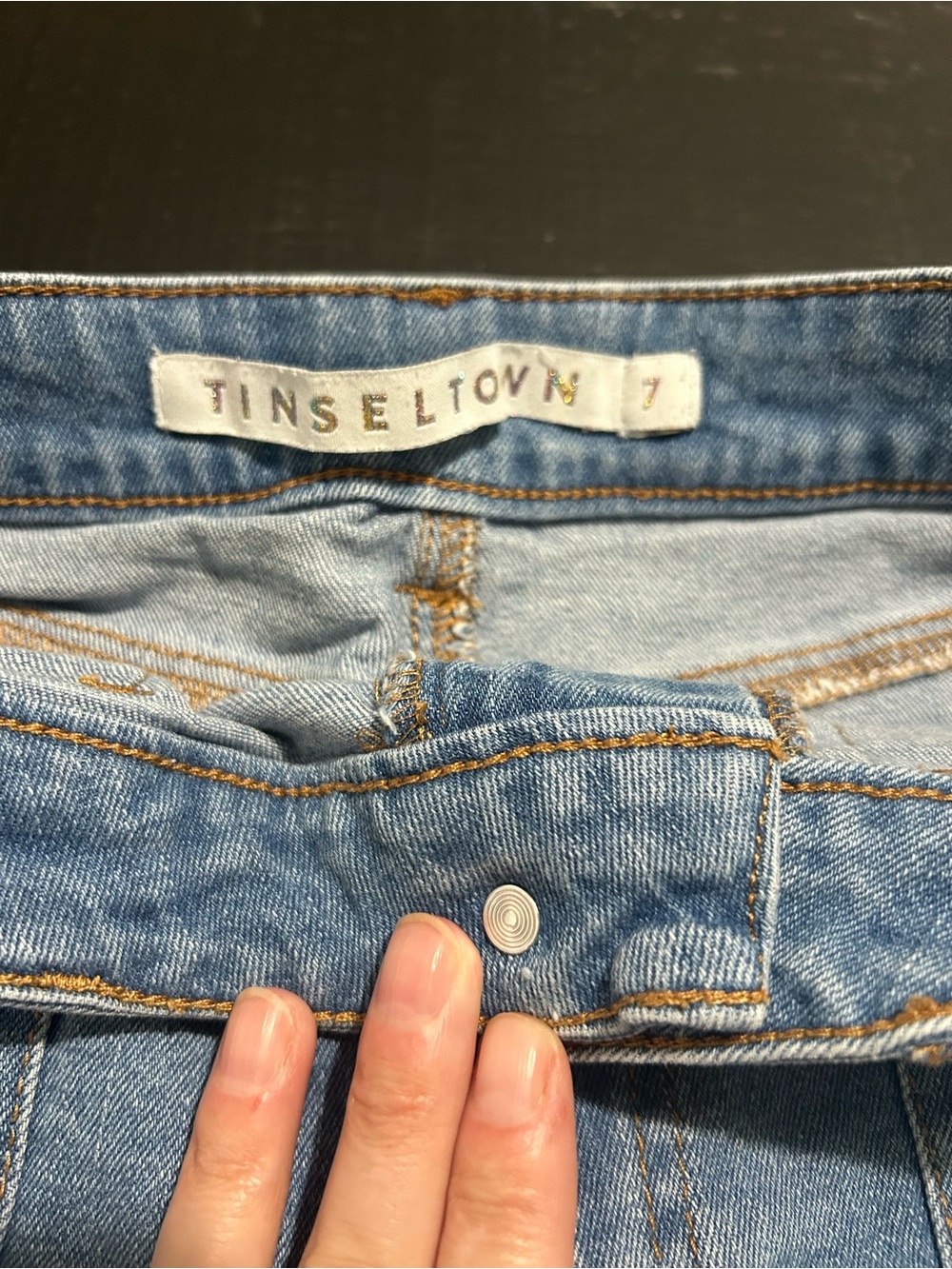Tinseltown Light Blue Denim Jeans Waistband Detail - Picture 4 of 5